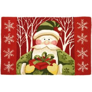 3 Santa at Work Hand Hooked Rectangular Christmas Door Mats 22" x 34"