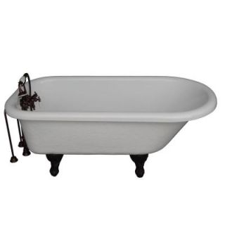 Barclay Products 5 ft. Acrylic Ball and Claw Feet Roll Top Tub in White with Oil Rubbed Bronze Accessories TKATR60 WORB2