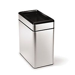 simplehuman Small Brushed Stainless Steel Open Top Rectangular Trash Can 2.6 Gallons