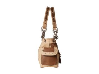 M F Western Concho Fringe Satchel Tan