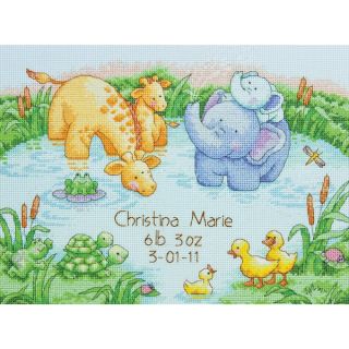 Little Pond Birth Record Counted Cross Stitch Kit 12X9 14 Count