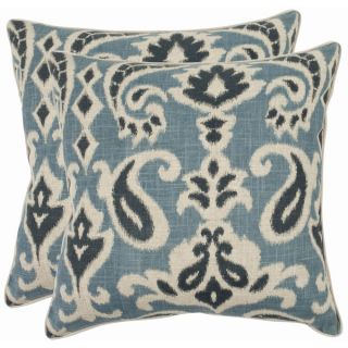 Safavieh Damask 22 inch Beige/ Blue Decorative Pillows (Set of 2)