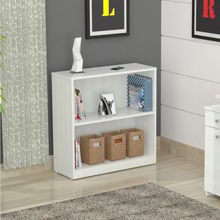 Inval White Two Shelf Desk Bookcase
