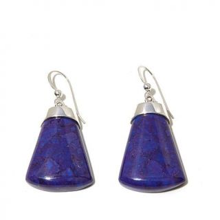 Jay King Fan Shape Purple Turquoise Sterling Silver Drop Earrings   7888337