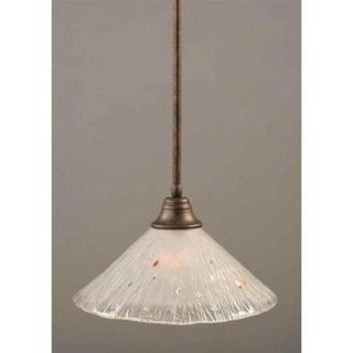 Stem Pendant in Bronze Finish 16 in. Frosted Crystal Glass Shade