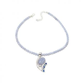 Jay King Lace Agate, Blue Topaz and Lapis Sterling Silver Pendant with 18" Bead   7870360