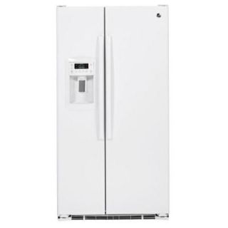 GE 22.66 cu. ft. Side by Side Refrigerator in White, Counter Depth GZS23HGEWW