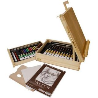 US Art Supply 62 Piece Deluxe Artist Painting Set Oil & Acrylic BONUS Sketch Pad
