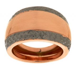 VicenzaGold Two tone Diamond Cut Border Domed Ring, 14K —