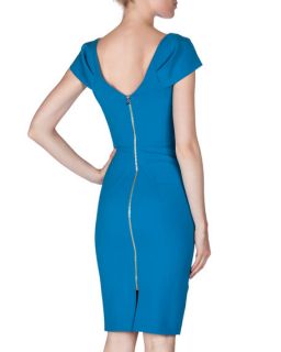 Roland Mouret Lepas Fold Pleated Crepe Dress, Bright Blue