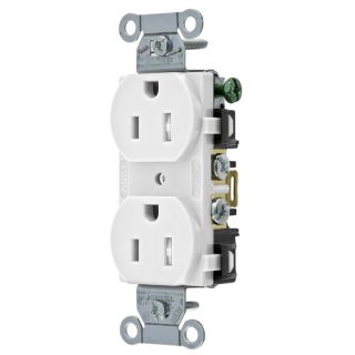 Hubbell 15 Amp 125 Volt White Indoor Duplex Wall Outlet