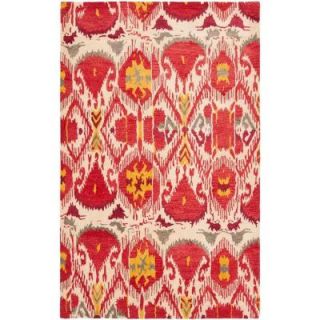 Safavieh Ikat Ivory/Red 5 ft. x 8 ft. Area Rug ikt226a 5