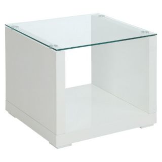 Hayden Modern End Table with Tempered Glass Top   White   Furniture of