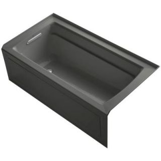 KOHLER Archer 5 ft. Left Drain Soaking Tub in Thunder Grey with Bask Heated Surface K 1123 LAW 58