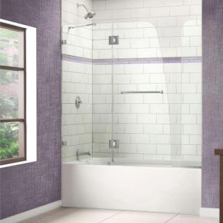 DreamLine AquaLux 56 to 60 in. x 58 in. Semi Framed Hinged Tub Door with Extender in Chrome SHDR 3348588 EX 01