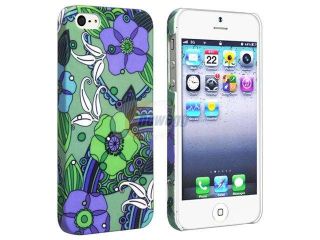 Insten Flower Rear Style 25 Snap on Rubber Coated Case Cover + Privacy Screen Cover for Apple iPhone 5