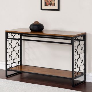 Quatrefoil Black and Pecan top Sofa Table   16478576  