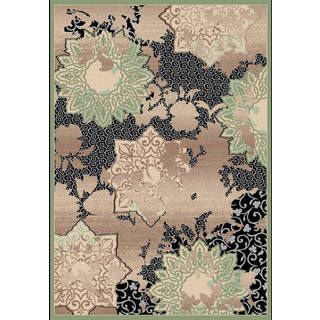 Couture Black/ Green Patterned Flowers Area Rug (53 x 77)   17620082