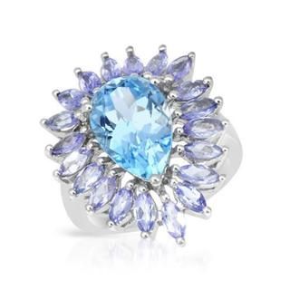 Sterling Silver Tanzanite and Topaz Cocktail Ring   Shopping