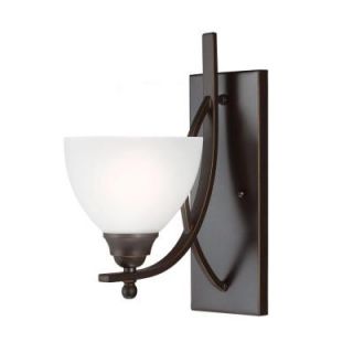 Sea Gull Lighting Vitelli 1 Light Autumn Bronze Fluorescent Wall/Bath Sconce with Satin Etched Glass 4131401BLE 715