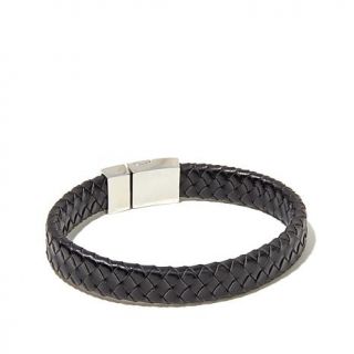 Men's Stainless Steel Braided Leather Bracelet   7771307