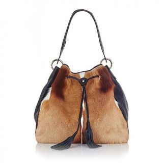 Clever Carriage Company Safari Springbok Fur and Leather Drawstring Bag   7879928