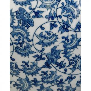 Oriental Furniture 16" Floral Blue and White Porcelain Fishbowl   7284086