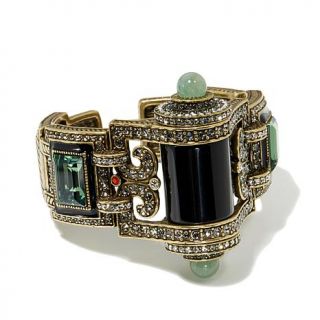 Heidi Daus "Eclectic Combo" Green Aventurine and Crystal Hinged Cuff Bracelet   7852757