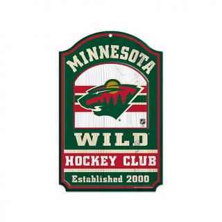 NHL Team Logo 11" x 17" Antique Wood Finish Sign   Minnesota Wild   7800746