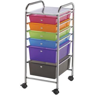 Multicolor Six drawer Rolling Storage Scrapbooking and Craft Cart