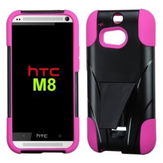 Insten Black/ Hot Pink Dual Layer Hybrid Stand PC/ Soft Silicone Phone