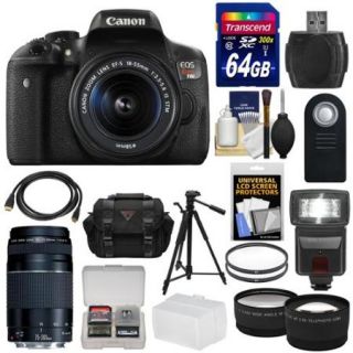 Canon EOS Rebel T6i Wi Fi Digital SLR Camera & 18 55mm & 55 250mm IS STM Lens with 64GB Card + Case + Filters + Tripod + Flash + Tele/Wide Lens Kit