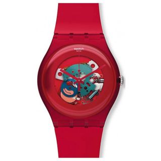 Swatch Womens Originals SUOR101 Red Plastic Quartz Watch with Red