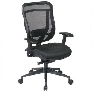 Office Star 818 High Back Office Chair w/ Leather Seat in Black/Gunmetal   818 41G9C18P
