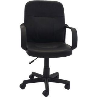 Hodedah PU Leather Mid Back Office Chair, Black