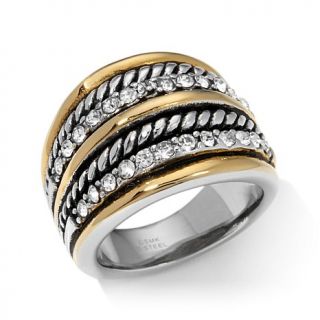 Emma Skye Jewelry Designs "Powering Up" 2 Tone Shiny Row Stainless Steel Band R   7602570
