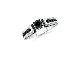 0.37ct. Solitaire Enhanced Black Diamond Cathedral Ring in 14K White Gold