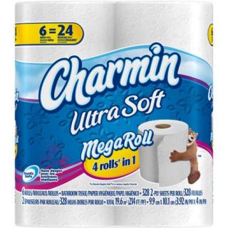 Charmin Ultra Soft Toilet Paper Mega Rolls, 328 sheets, 6 rolls