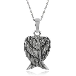 Journee Collection Sterling Silver Double Angel Wing Pendant