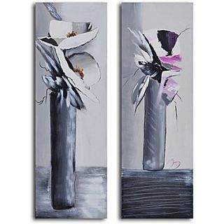 My Art Outlet Near and Far Vase 2 Piece Original Wrapped Canvas Painting Print Set