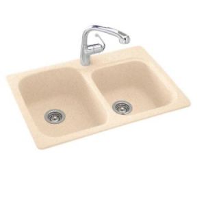 Swan Dual Mount Composite 33x22x9 in. 1 Hole Double Bowl Kitchen Sink in Cornflower KS03322DB.063