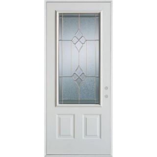 Stanley Doors 36 in. x 80 in. Geometric Zinc 3/4 Lite 2 Panel Prefinished White Left Hand Inswing Steel Prehung Front Door 1040E D 36 L Z