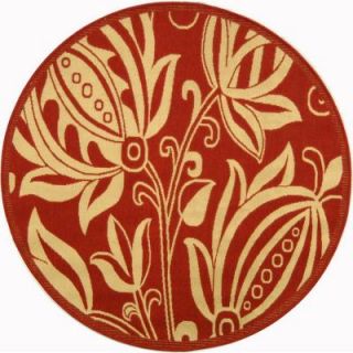 Safavieh Courtyard Red/Natural 5 ft. 3 in. x 5 ft. 3 in. Round Indoor/Outdoor Area Rug CY2961 3707 5R