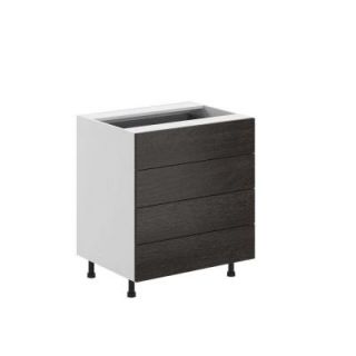 Eurostyle 30x34.5x24.5 in. Leeds 4 Drawer Base Cabinet in White Melamine and Door in Steel B4D30.W.LEEDS