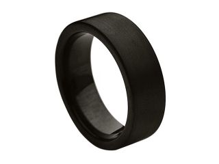 Tungsten Carbide Black Enamel Plated Brushed Pipe Cut Band 7mm Wedding Band Ring