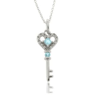 Dolce Giavonna Sterling Silver Blue Topaz and Diamond Accent Key