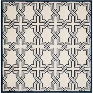 Safavieh Amherst Ivory/Navy 7 ft. x 7 ft. Square Indoor/Outdoor Area Rug AMT413M 7SQ