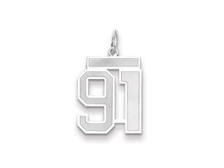 The Jersey Medium Jersey Style Number 91 Pendant in 14K White Gold