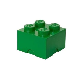 LEGO Storage Brick 4   9.84 in. D x 9.92 in. W x 7.12 in. H Stackable Polypropylene in Dark Green 40030634