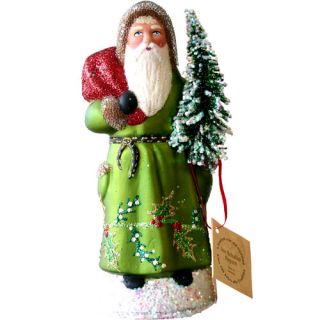 Schaller Paper Mache Candy Container Santa Coat with Tree